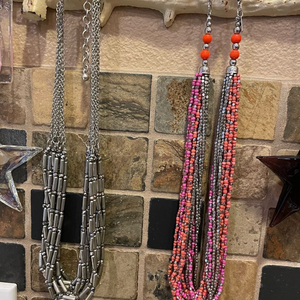 Lane Bryant and Chico’s Silver and Pink Coral Beaded Necklaces - Picture 10 of 12